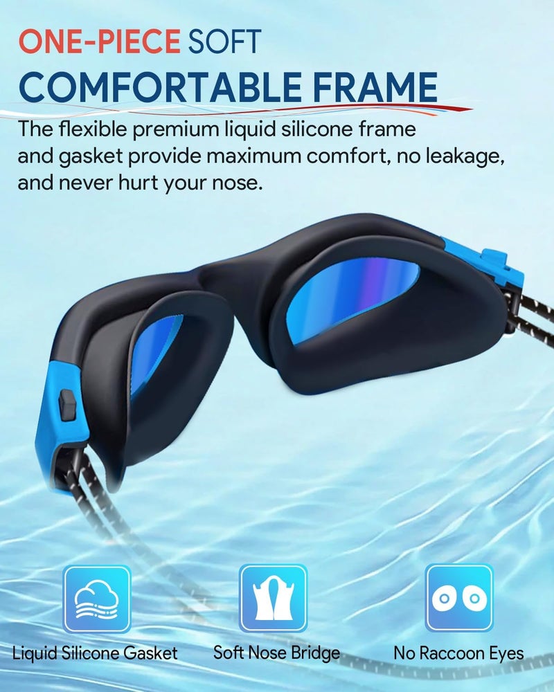 Otionus Store Swim Goggles, Polarized Adult Swimming Goggles Bungee Strap No Hair Pulling Anti-fog Pool Goggles for Men Women - Image 4